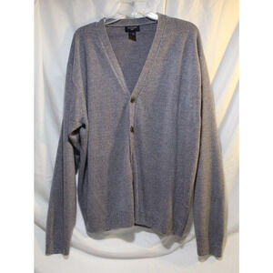 Dockers Men's XL Gray Button-up Grandpa Knit Sweater Cardigan V-neck Academia